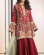 Maroon Jacquard Suit- Pakistani Formal Designer Dress