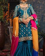 Teal Blue Chiffon Suit- Pakistani Formal Designer Dress