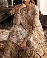 Off-white/Olive Chiffon Suit- Pakistani Bridal Dress