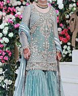 Turquoise Chiffon Suit- Pakistani Formal Designer Dress