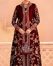 Aik Maroon Velvet Suit- Pakistani Winter Dress