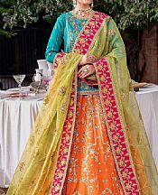 Akbar Aslam Multicolor Raw Silk Suit- Pakistani Chiffon Dress