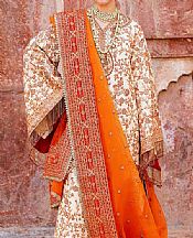Akbar Aslam Off-white/Orange Chiffon Suit- Pakistani Chiffon Dress