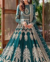 Akbar Aslam Teal Raw Silk Suit- Pakistani Chiffon Dress
