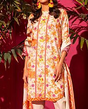 Alkaram Ivory/Peach Lawn Suit- Pakistani Lawn Dress