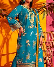Alkaram Dark Turquoise Lawn Suit- Pakistani Lawn Dress