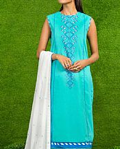 Alkaram Turquoise Lawn Suit- Pakistani Designer Lawn Suits