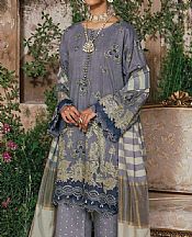 Alkaram Slate Grey Slub Suit- Pakistani Lawn Dress