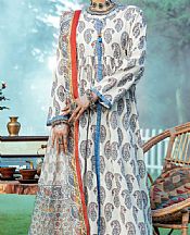 Almirah Ivory/Blue Cambric Suit- Pakistani Winter Dress