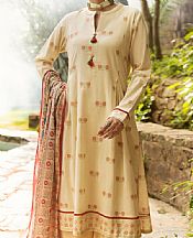 Almirah Cream Cambric Suit (2 Pcs)- Pakistani Winter Dress