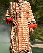 Almirah Ivory/Orange Cambric Suit (2 Pcs)- Pakistani Winter Dress
