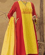 Almirah Red/Yellow Lawn Suit- Pakistani Lawn Dress