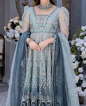 Anamta Baby Blue Organza Suit- Pakistani Designer Chiffon Suit