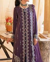 Asim Jofa English Violet Silk Suit- Pakistani Designer Chiffon Suit