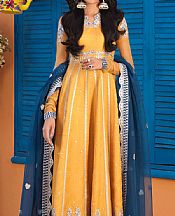 Asim Jofa Golden Yellow Organza Suit- Pakistani Chiffon Dress