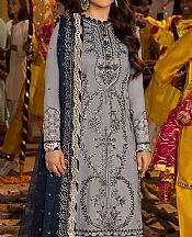 Asim Jofa Grey Silk Suit- Pakistani Designer Chiffon Suit