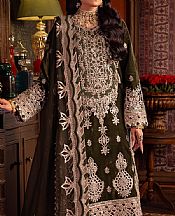 Asim Jofa Olive Green Velvet Suit- Pakistani Winter Dress