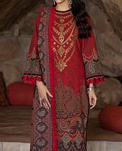 Asim Jofa Vivid Burgundy Khaddar Suit- Pakistani Winter Dress