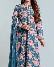 Bareeze Teal Blue Khaddar Suit- Pakistani Winter Clothing
