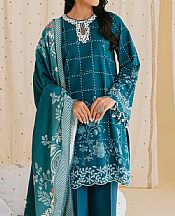 Cross Stitch Teal Khaddar Suit- Pakistani Winter Clothing