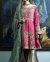 Pink/Green Chiffon Suit- Pakistani Party Wear Dress