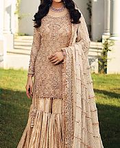 Beige Crinkle Chiffon Suit- Pakistani Wedding Dress