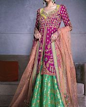 Magenta/Green Crinkle Chiffon Suit- Pakistani Wedding Dress