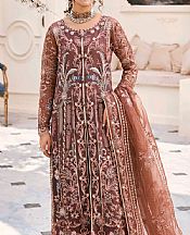 Emaan Adeel Redwood Brown Organza Suit- Pakistani Chiffon Dress