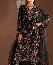 Emaan Adeel Black Raw Silk Suit- Pakistani Chiffon Dress