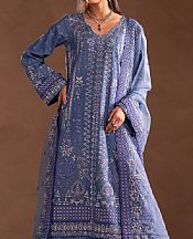 Emaan Adeel Cornflower Blue Raw Silk Suit- Pakistani Chiffon Dress