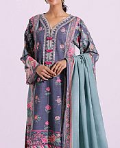 Ethnic Dolphin Blue Karandi Suit- Pakistani Winter Clothing