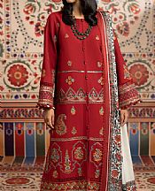 Faiza Faisal Scarlet Khaddar Suit- Pakistani Winter Clothing