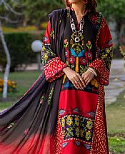 Ittehad Black/Red Lawn Suit- Pakistani Designer Lawn Suits