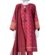 Junaid Jamshed Burgundy Jacquard Suit- Pakistani Winter Dress