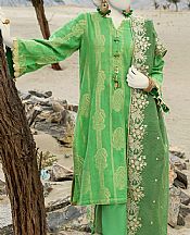 Junaid Jamshed Parrot Green Jacquard Suit- Pakistani Winter Dress