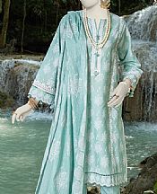 Junaid Jamshed Cyan Opaque Lawn Suit- Pakistani Designer Lawn Suits