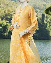 Junaid Jamshed Arylide Yellow Lawn Suit- Pakistani Designer Lawn Suits