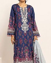 Khaadi Denim Blue Cotton Satin Suit- Pakistani Winter Clothing