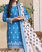 Khas Mid Blue/White Khaddar Suit- Pakistani Winter Dress
