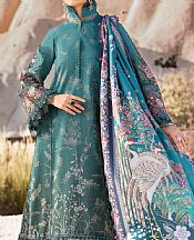 Maria B Teal Linen Suit- Pakistani Winter Dress