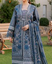 Marjjan Blue Bayoux Lawn Suit- Pakistani Designer Lawn Suits