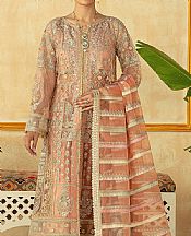 Maryam Hussain Peach Net Suit- Pakistani Designer Chiffon Suit