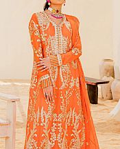 Maryum N Maria Safety Orange Chiffon Suit- Pakistani Chiffon Dress