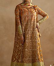 Maryum N Maria Bright Orange Organza Suit- Pakistani Designer Chiffon Suit
