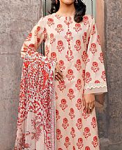 Nishat Ivory/Red Lawn Suit- Pakistani Lawn Dress
