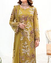 Ramsha Olive Green Chiffon Suit- Pakistani Designer Chiffon Suit