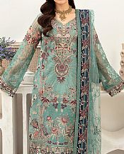 Ramsha Sea Green Organza Suit- Pakistani Designer Chiffon Suit