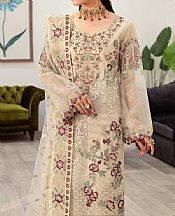 Ramsha Ivory Organza Suit- Pakistani Chiffon Dress