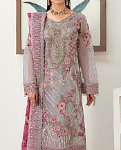 Ramsha Grey Organza Suit- Pakistani Chiffon Dress