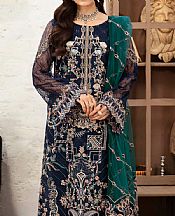 Ramsha Navy Blue Organza Suit- Pakistani Designer Chiffon Suit